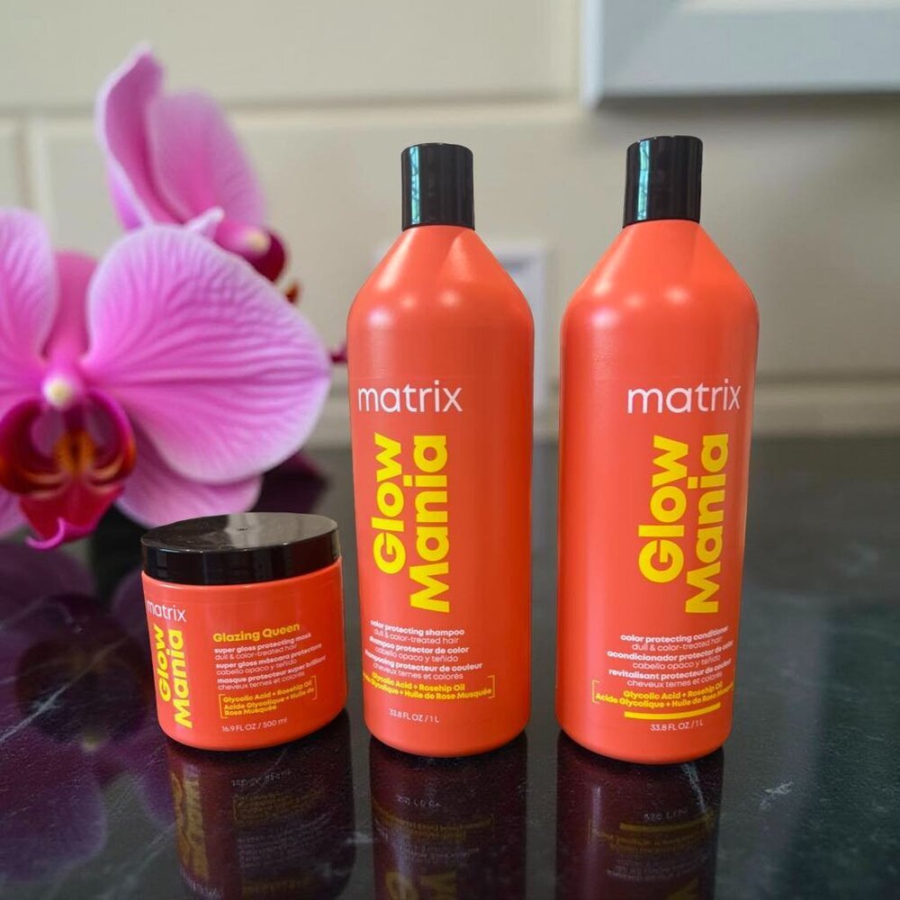 Matrix Glow Mania Color Protecting Shampoo Conditioner 33.8 oz Mask 16.9 oz